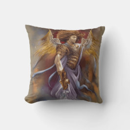 Warrior Angel of Protection in Waterverf Lavender Kussen
