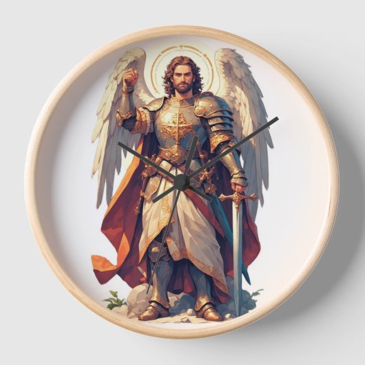 Warrior Archangel Michael Wall Clock (Voorkant)