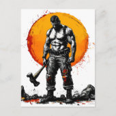 Warrior Barbarian middeleeuwse fantasie Hummer Kra Aankondigingskaart (Voorkant)