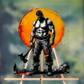 Warrior Barbarian middeleeuwse fantasie Hummer Kra Acryl Bord (Neutraal)