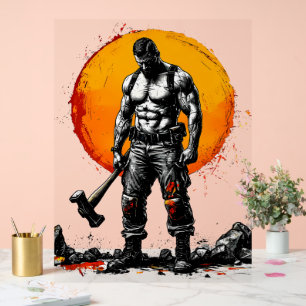 Warrior Barbarian middeleeuwse fantasie Hummer Kra Acryl Bord