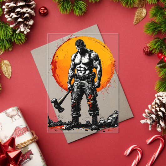 Warrior Barbarian middeleeuwse fantasie Hummer Kra Acryl Uitnodigingen (Insity (Feestdagen))