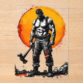 Warrior Barbarian middeleeuwse fantasie Hummer Kra Acryl Uitnodigingen (Voorkant)