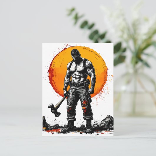 Warrior Barbarian middeleeuwse fantasie Hummer Kra Briefkaart (Staand voorkant)