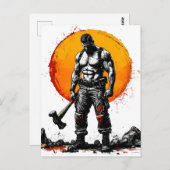 Warrior Barbarian middeleeuwse fantasie Hummer Kra Briefkaart (Voorkant / Achterkant)