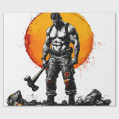 Warrior Barbarian middeleeuwse fantasie Hummer Kra Cadeaupapier (Vlak)