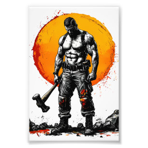 Warrior Barbarian middeleeuwse fantasie Hummer Kra Foto Afdruk