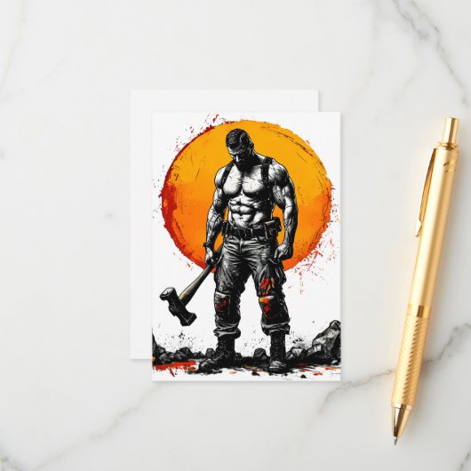 Warrior Barbarian middeleeuwse fantasie Hummer Kra Informatiekaartje (Voorkant / Achterkant in situ)