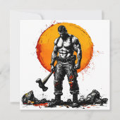 Warrior Barbarian middeleeuwse fantasie Hummer Kra Kaart (Voorkant)