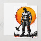 Warrior Barbarian middeleeuwse fantasie Hummer Kra Kaart (Voorkant / Achterkant)