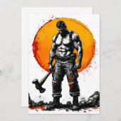 Warrior Barbarian middeleeuwse fantasie Hummer Kra Kaart (Voorkant / Achterkant)