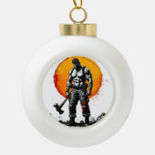 Warrior Barbarian middeleeuwse fantasie Hummer Kra Keramische Bal Ornament (Voorkant)