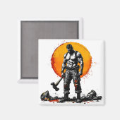 Warrior Barbarian middeleeuwse fantasie Hummer Kra Magneet (Voorkant / Achterkant)