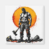 Warrior Barbarian middeleeuwse fantasie Hummer Kra Magneet (Voorkant)