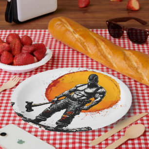 Warrior Barbarian middeleeuwse fantasie Hummer Kra Papieren Bordje