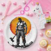 Warrior Barbarian middeleeuwse fantasie Hummer Kra Papieren Bordje (Feest)