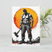 Warrior Barbarian middeleeuwse fantasie Hummer Kra Programmakaart (Staand voorkant)