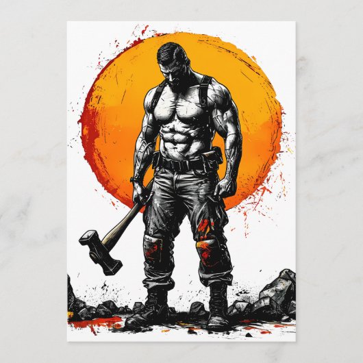 Warrior Barbarian middeleeuwse fantasie Hummer Kra Programmakaart (Voorkant)