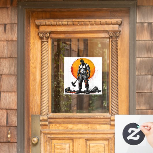 Warrior Barbarian middeleeuwse fantasie Hummer Kra Raamsticker (Huis Deur)