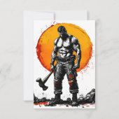 Warrior Barbarian middeleeuwse fantasie Hummer Kra RSVP Kaartje (Voorkant)