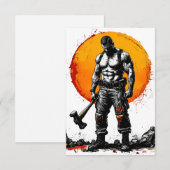 Warrior Barbarian middeleeuwse fantasie Hummer Kra RSVP Kaartje (Voorkant / Achterkant)