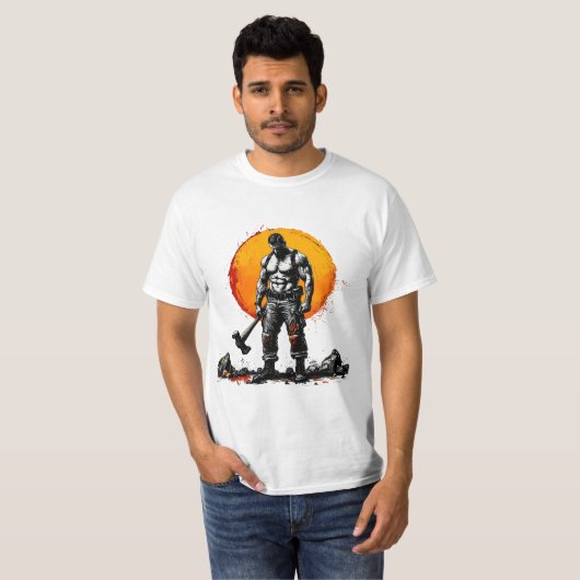 Warrior Barbarian middeleeuwse fantasie Hummer Kra T-shirt (Voorkant volledig)