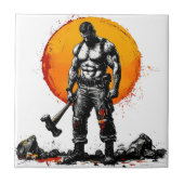 Warrior Barbarian middeleeuwse fantasie Hummer Kra Tegeltje (Voorkant)