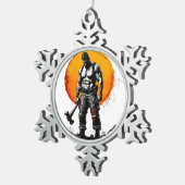 Warrior Barbarian middeleeuwse fantasie Hummer Kra Tin Sneeuwvlok Ornament (Rechts)