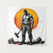 Warrior Barbarian middeleeuwse fantasie Hummer Kra Wandkleed (Voorkant)