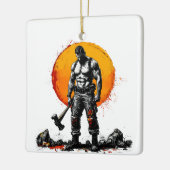 Warrior Barbarian middeleeuwse fantasy Hummer Orna Keramisch Ornament (Links)