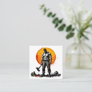 Warrior Barbarian middeleeuwse fantasy Visitekaart Vierkante Visitekaartje