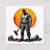 Warrior Barbarian middeleeuwse fantasy Visitekaart Vierkante Visitekaartje (Voorkant)