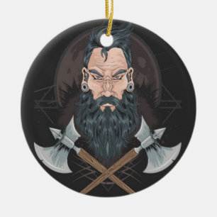WARRIOR BEARD MANNEN KERAMISCH ORNAMENT