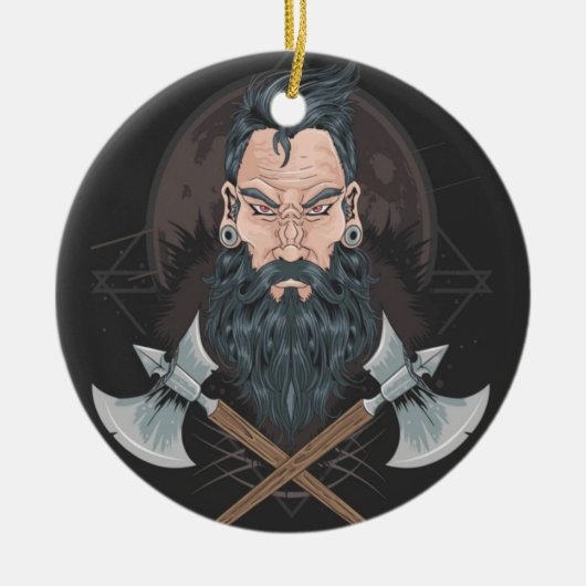 WARRIOR BEARD MANNEN KERAMISCH ORNAMENT (Voorkant)
