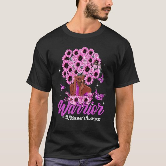 Warrior Black Women Sunflower Hair Alzheimer Awa T-shirt (Voorkant)