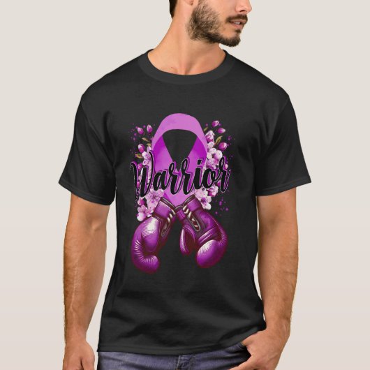 Warrior boks handschoenen bewustzijn van huiselijk t-shirt (Voorkant)