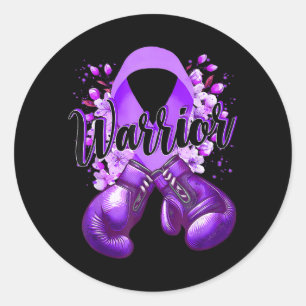 Warrior boks handschoenen paarse lint Lupus Ronde Sticker