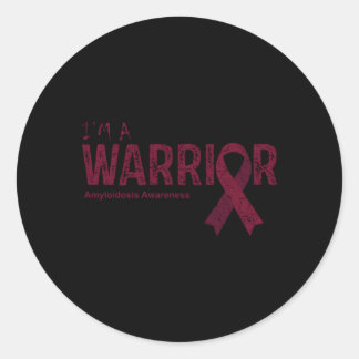 Warrior Bourgondië lint amyloïdose bewustzijn Ronde Sticker