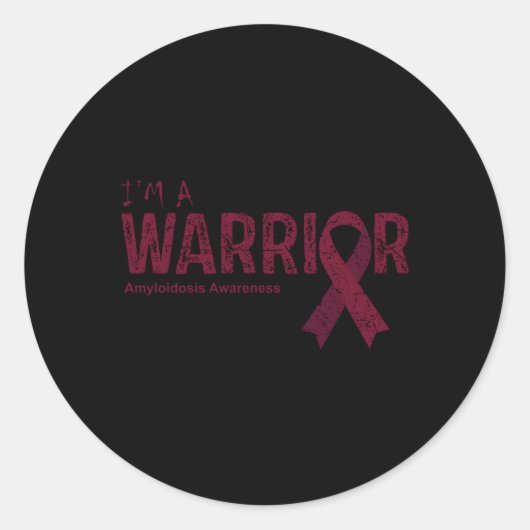 Warrior Bourgondië lint amyloïdose bewustzijn Ronde Sticker (Voorkant)