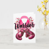 Warrior Boxing Handschoenen Roze Lint Borstkanker Kaart (Gele Bloem)