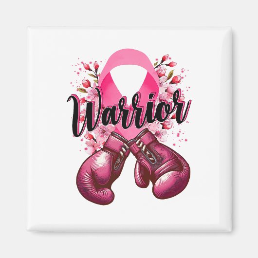 Warrior Boxing Handschoenen Roze Lint Borstkanker  Magneet (Voorkant)