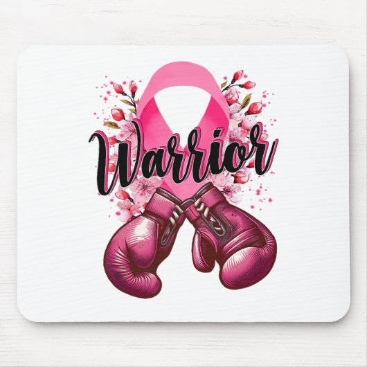 Warrior Boxing Handschoenen Roze Lint Borstkanker  Muismat (Voorkant)