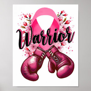 Warrior Boxing Handschoenen Roze Lint Borstkanker  Poster