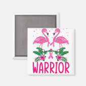 Warrior Breast Cancer Awareness Flamingo T-Shirt Magneet (Voorkant / Achterkant)