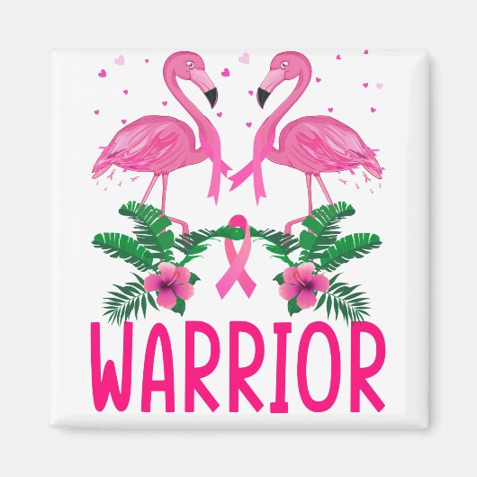 Warrior Breast Cancer Awareness Flamingo T-Shirt Magneet (Voorkant)