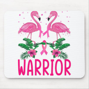 Warrior Breast Cancer Awareness Flamingo T-Shirt Muismat