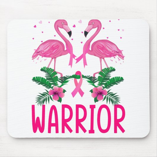 Warrior Breast Cancer Awareness Flamingo T-Shirt Muismat (Voorkant)
