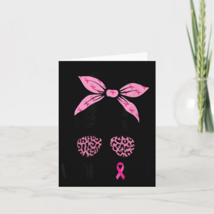 Warrior Breast Cancer Awareness Messy Bun Leopard Kaart