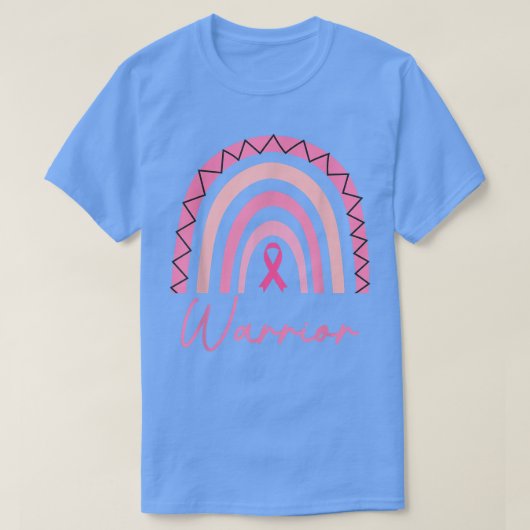 Warrior Breast Cancer Awareness Pink Rainbow Ribbo T-shirt (Design voorkant)