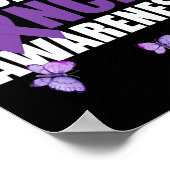 Warrior Butterfly Paarse lint Pancreaskanker Poster (Hoek)